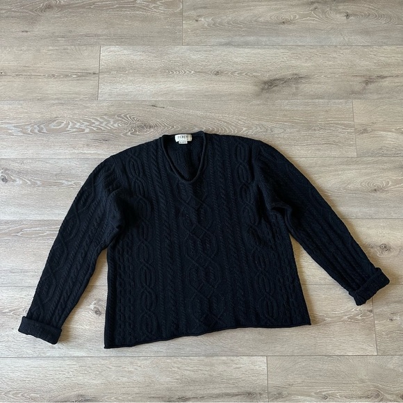 Vintage J. Crew 100% LambsWool Knit Sweater Black XL - Picture 5 of 8